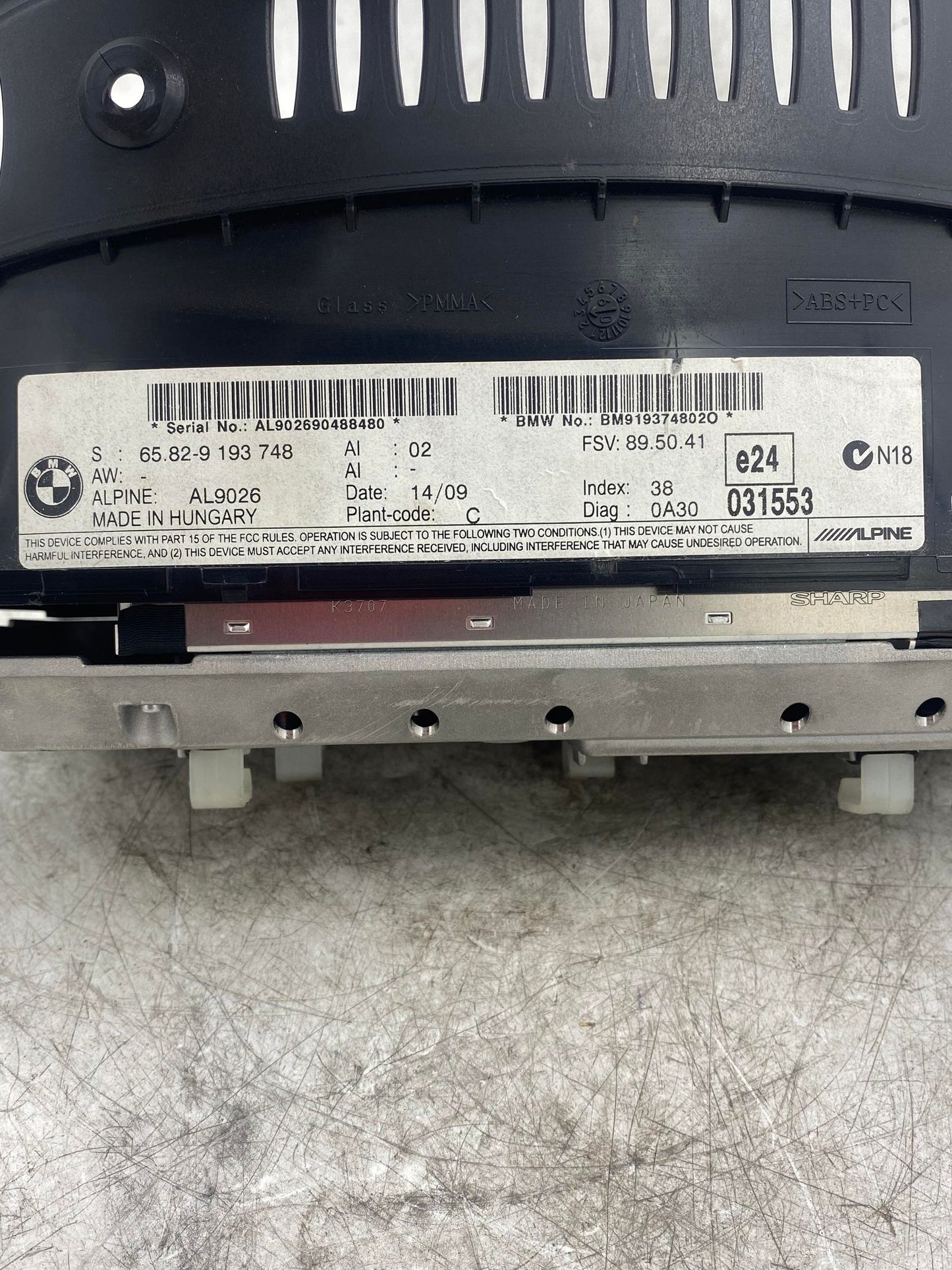 BMW 3 SERIES E90 E91 E92 E93 CCC RADIO SCREEN 9193748