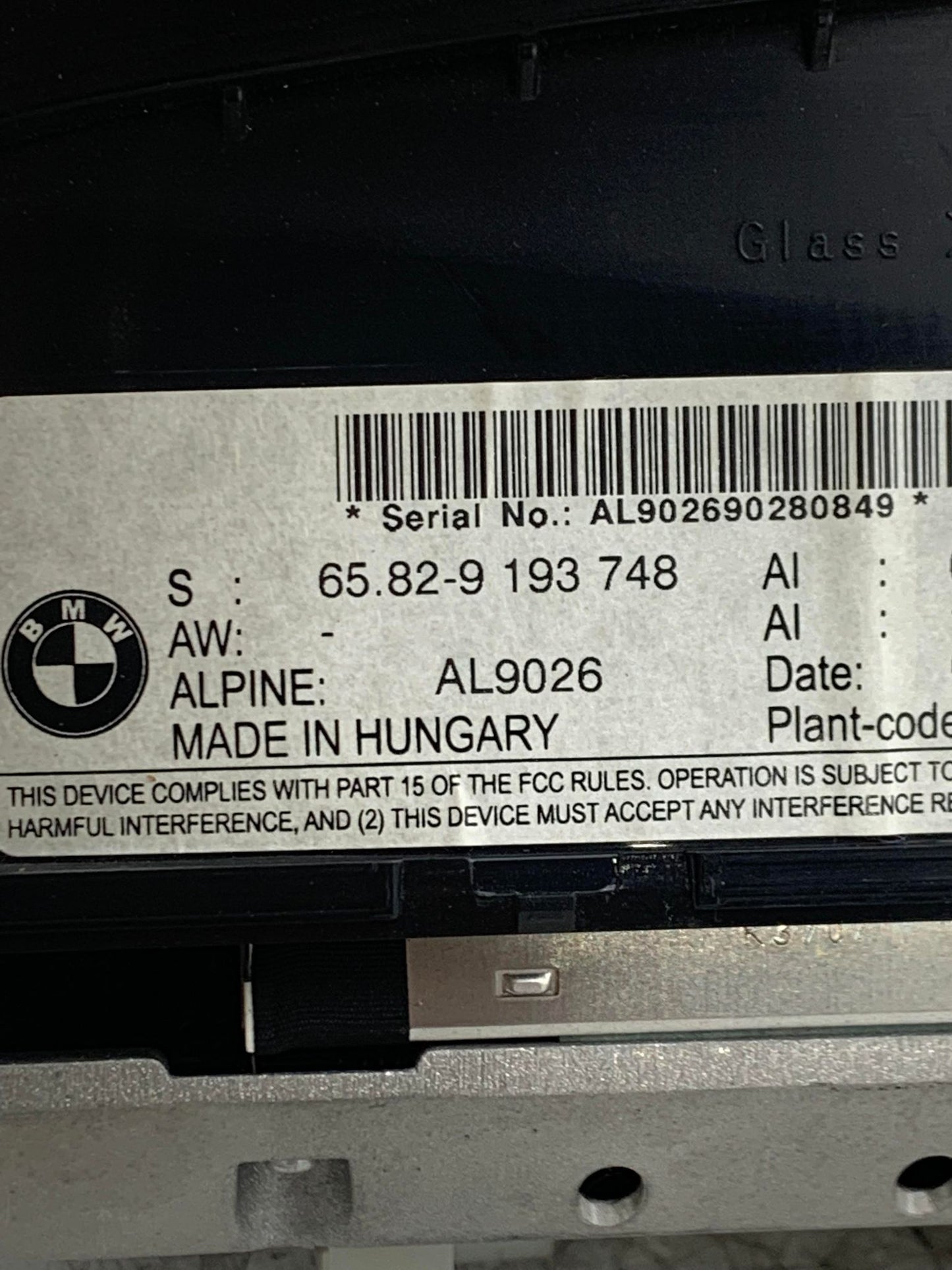 BMW 3 SERIES E90 E91 E92 E93 CCC RADIO SCREEN 9193748