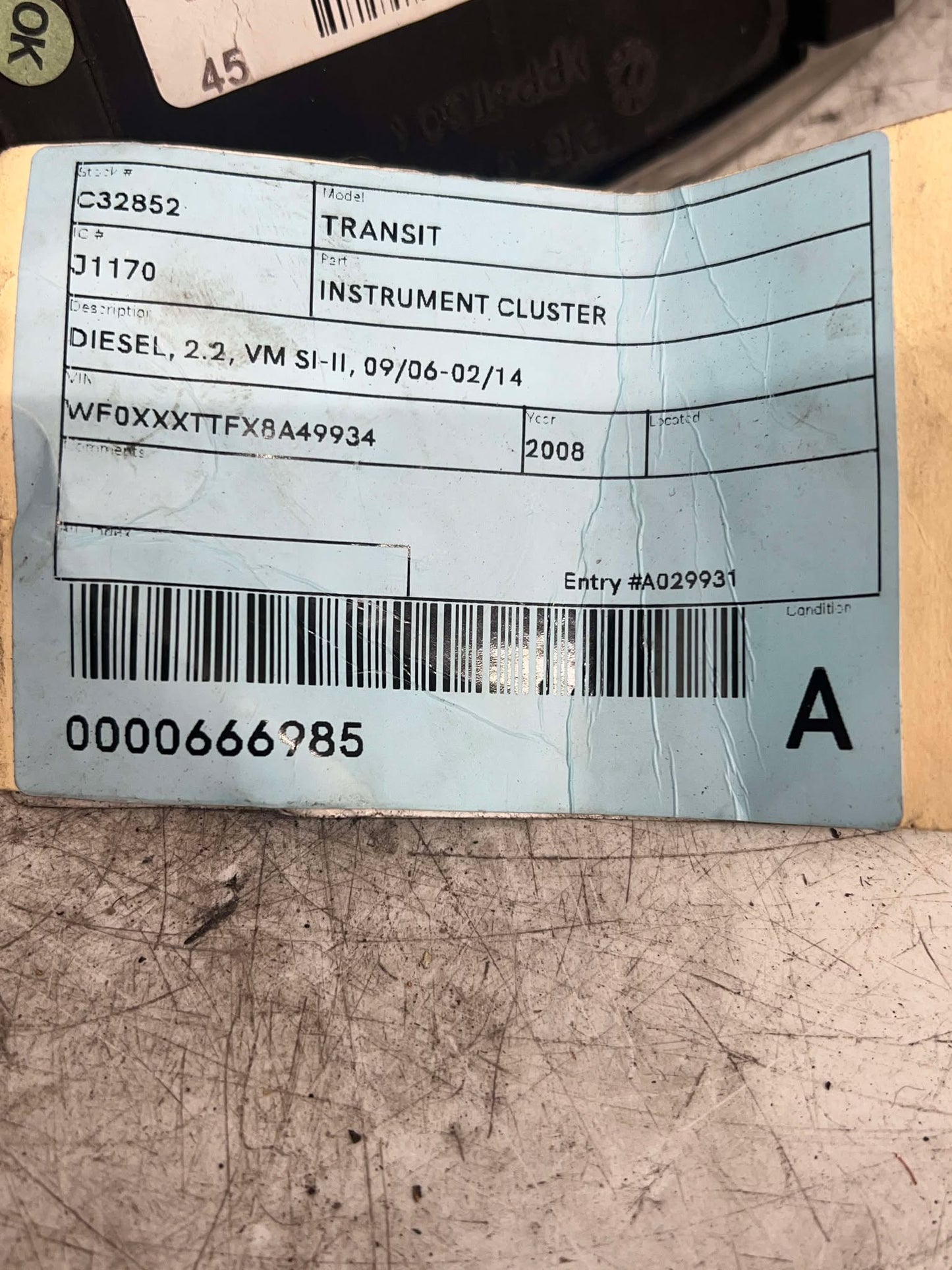 FORD TRANSIT MK7 INSTRUMENT CLUSTER 2006-2011 8C1T10849