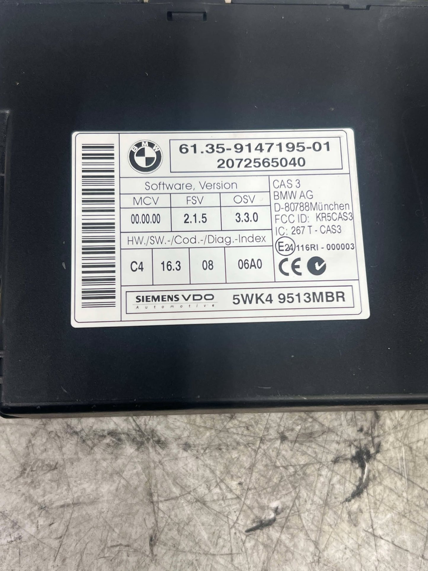 BMW 1 3 5 X SERIES E82 E87 E88 E90 N54 MSV80 DME CAS AND KEY SET CAS3 7575875