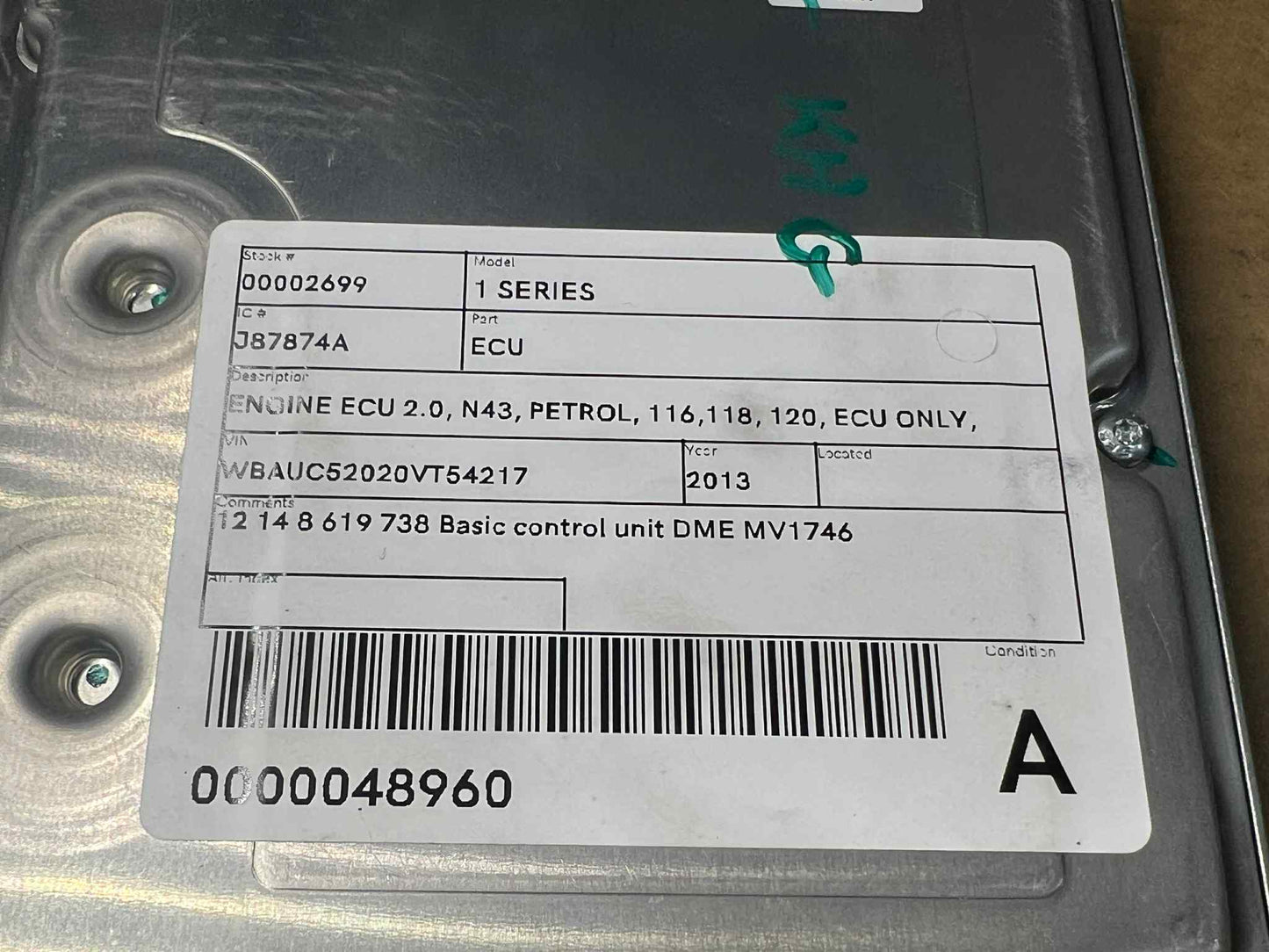 BMW 1 3 X SERIES N46N DME ECU 7647827 0261S08683