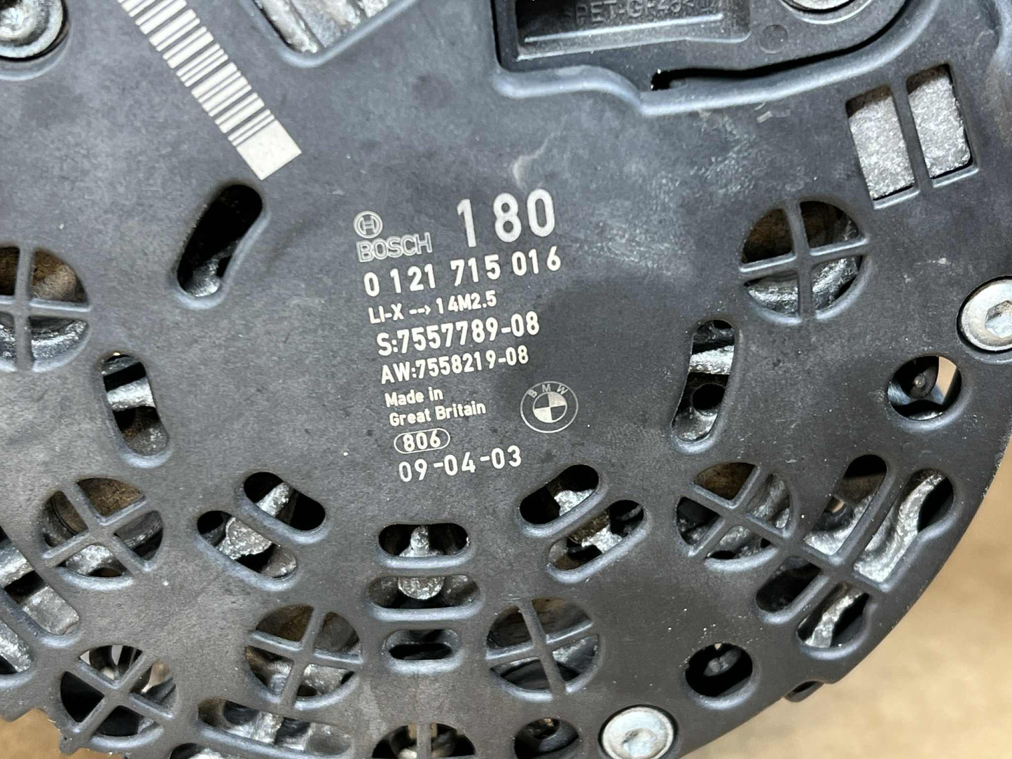 BMW 1 3 SERIES N54 180AMP ALTERNATOR 7557789