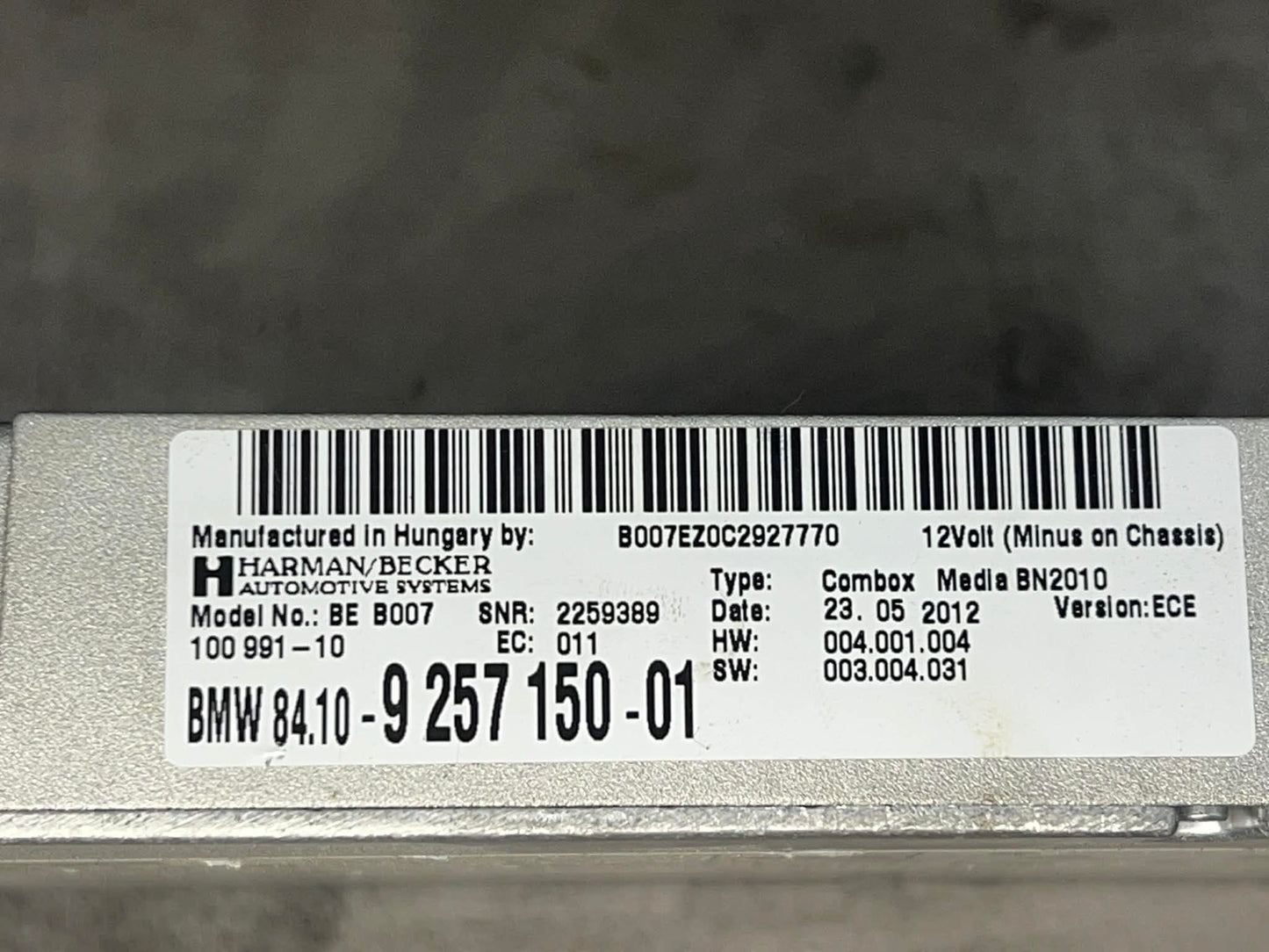 BMW 1 2 3 4 5 6 7 F-SERIES BLUETOOTH COMBOX MODULE 9257150