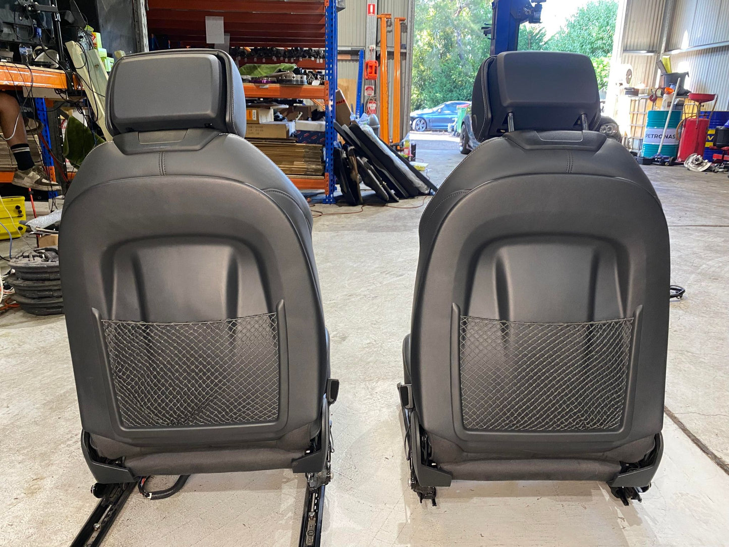 AUDI A5 S5 S-LINE BLACK LEATHER FRONT SEATS PAIR