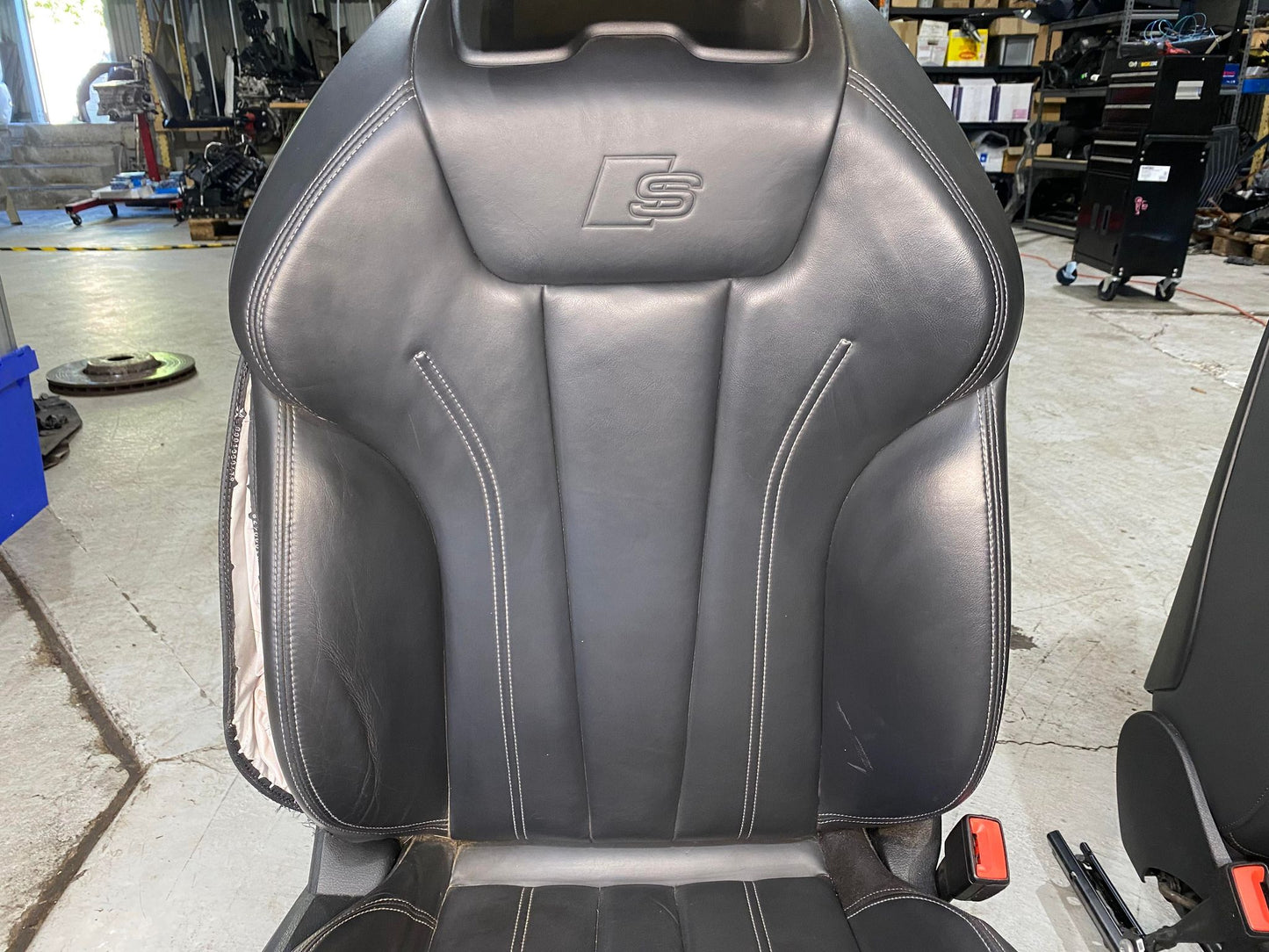 AUDI A5 S5 S-LINE BLACK LEATHER FRONT SEATS PAIR