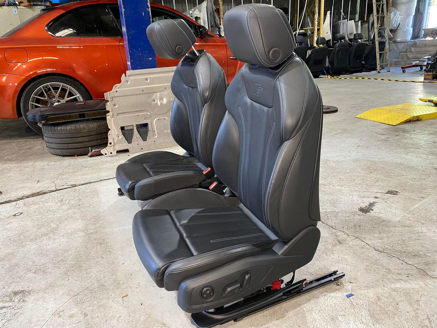 AUDI A5 S5 S-LINE BLACK LEATHER FRONT SEATS PAIR