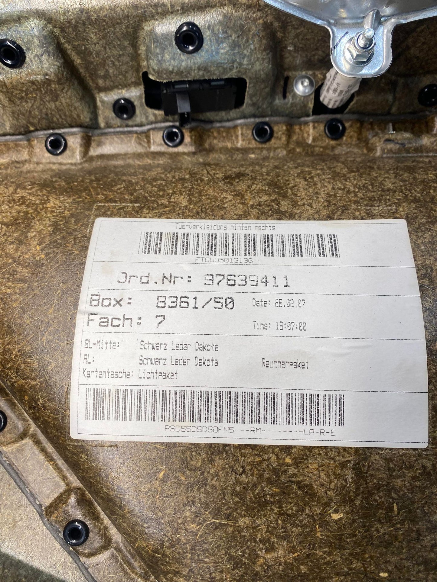 BMW 5 SERIES E60 REAR RIGHT DOOR CARD