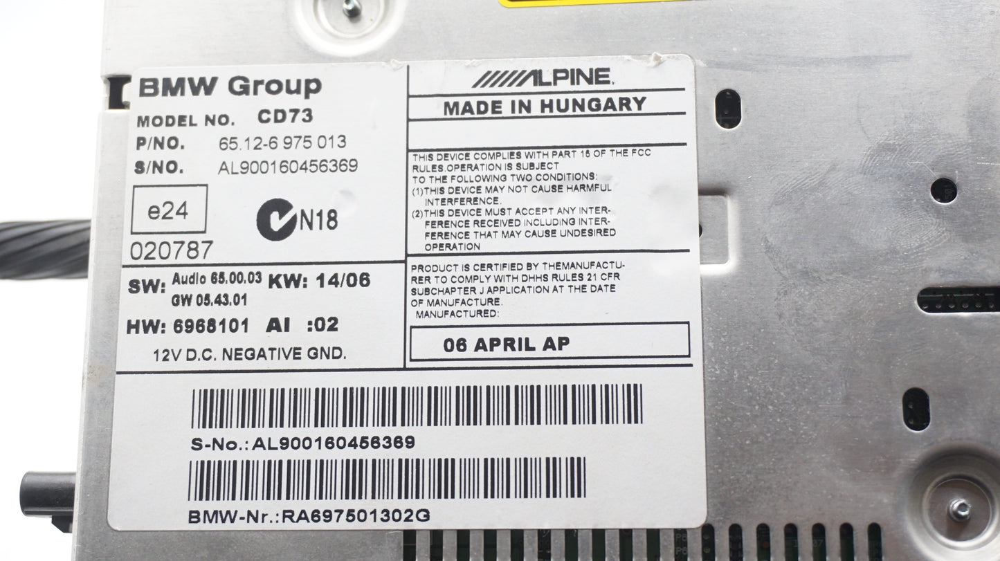 REFURBISHED BMW 1 3 SERIES PROFESSIONAL CD73 RADIO HEAD UNIT 6975013