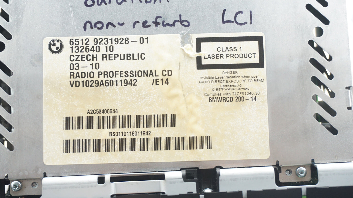 BMW 1 3 SERIES PROFESSIONAL CD73 RADIO 9231928