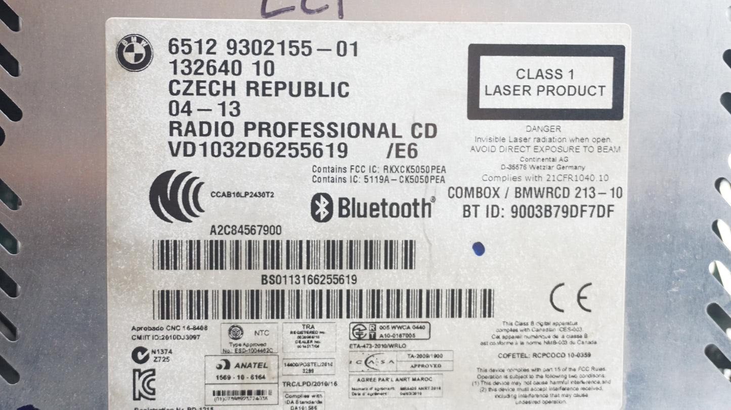 REFURBISHED BMW 1 3 SERIES PROFESSIONAL RCD213 RADIO HEAD UNIT 9302155