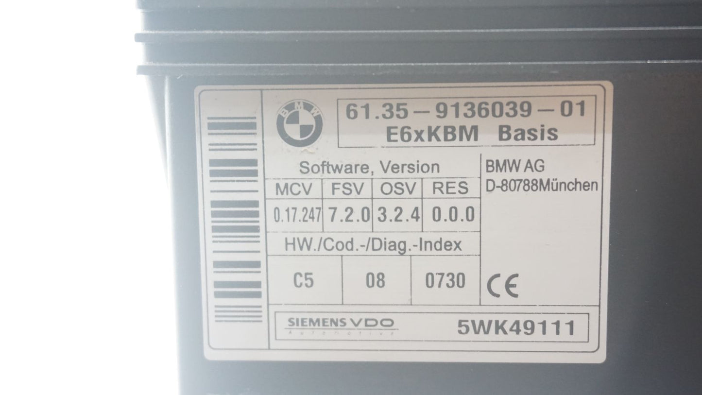 BMW 5 6 SERIES E60 BODY CONTROL MODULE 9136039