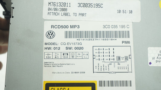VW GOLF MK5 PASSAT RCD500 RADIO CD PLAYER 3C0035195C