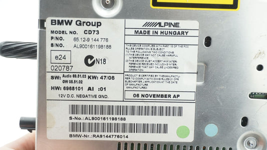 REFURBISHED BMW 1 3 SERIES PROFESSIONAL CD73 RADIO HEAD UNIT 9144776