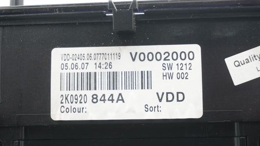 VW CADDY SPEEDOMETER INSTRUMENT CLUSTER 2K0920844