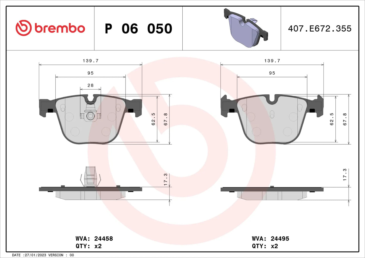 BREMBO P06050N PREMIUM NAO CERAMIC REAR BRAKE PADS BMW X5 M E70 F85 X6 M E71