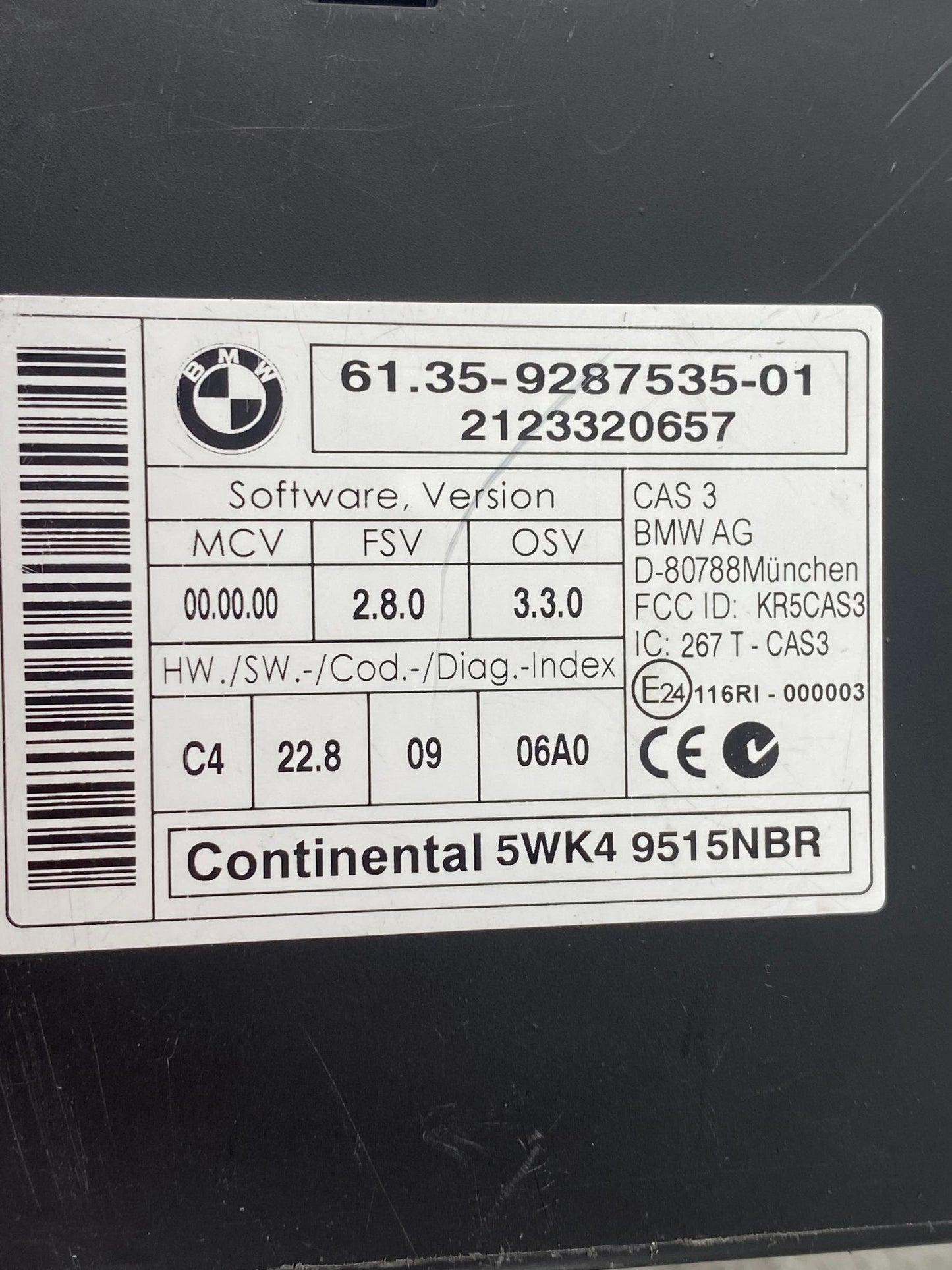 BMW 1 3 5 SERIES CAS 3 MODULE 9287535