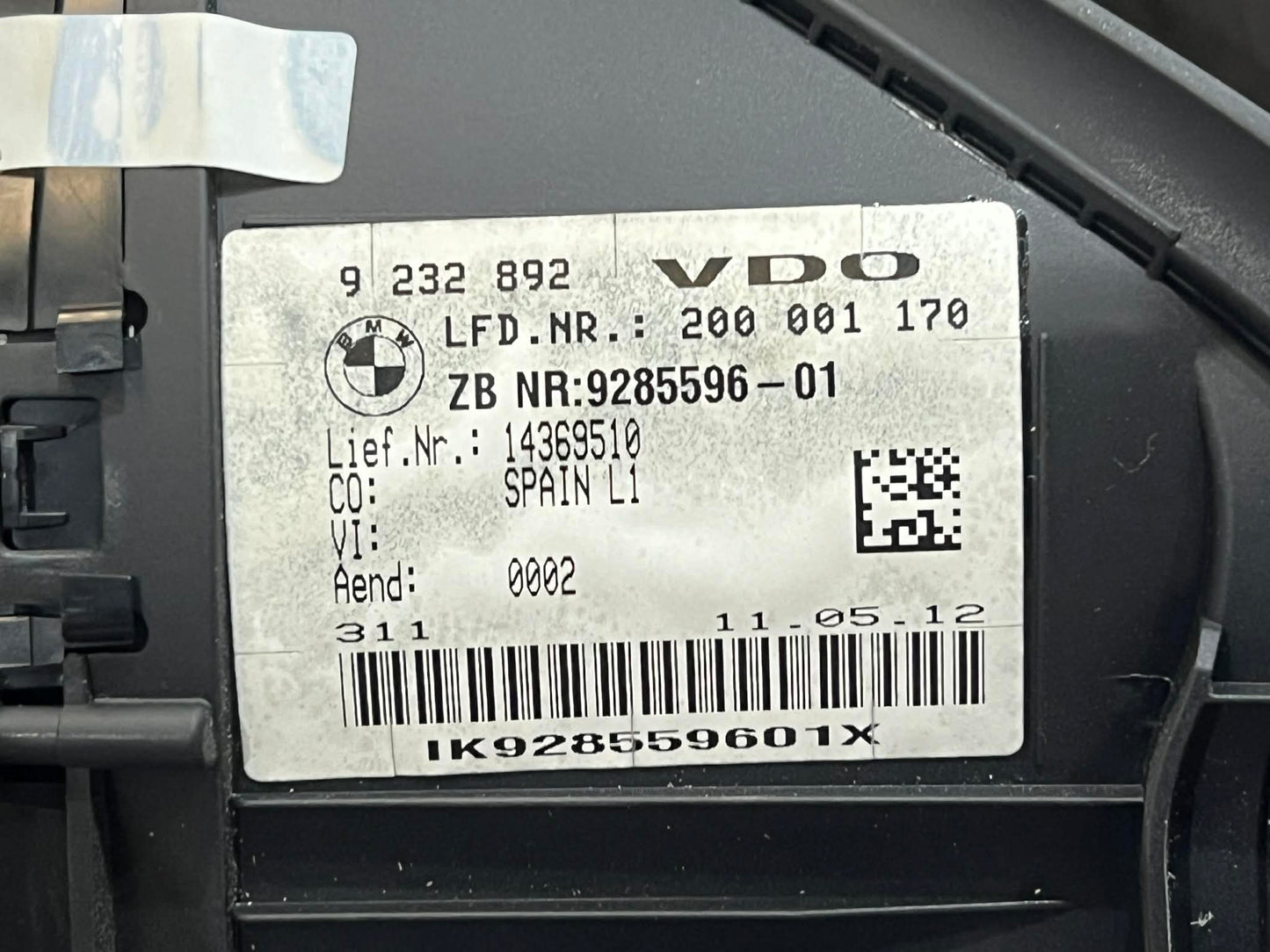 BMW 1 2 SERIES F20 F21 F23 SPEEDOMETER INSTRUMENT CLUSTER 9285596