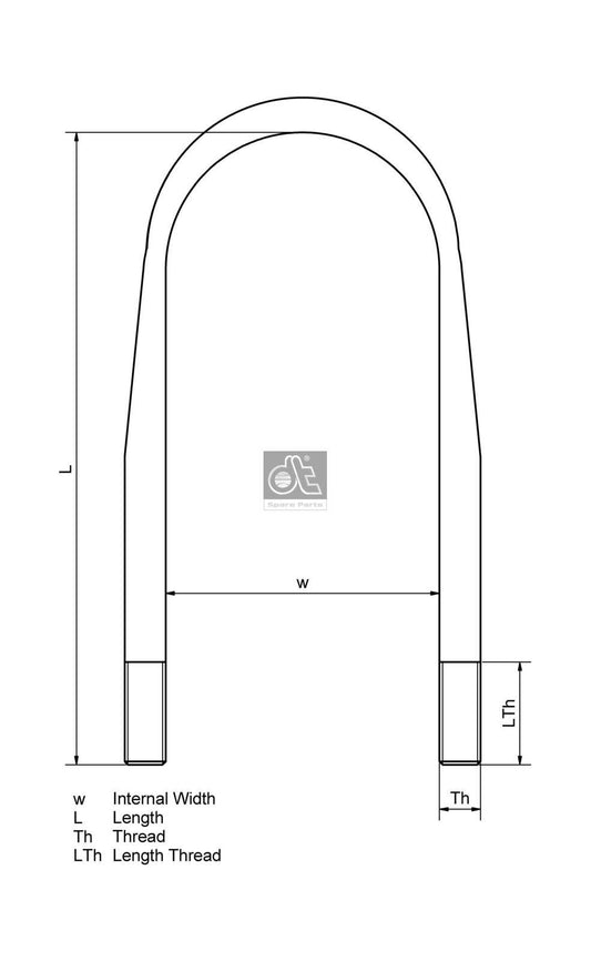 Mercedes-Benz Leaf Spring U-Bolt, M24 x 3 (OEM 395 351 0425) — view 2