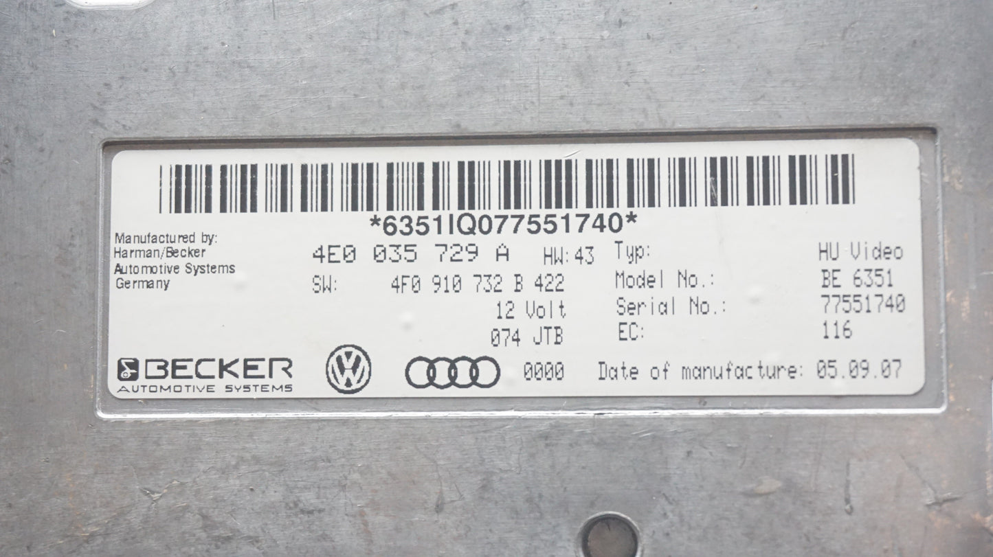 Audi Q7 A6 A8 Control Unit Interface Bluetooth (4L) 4.2 Tdi 4E0035729A