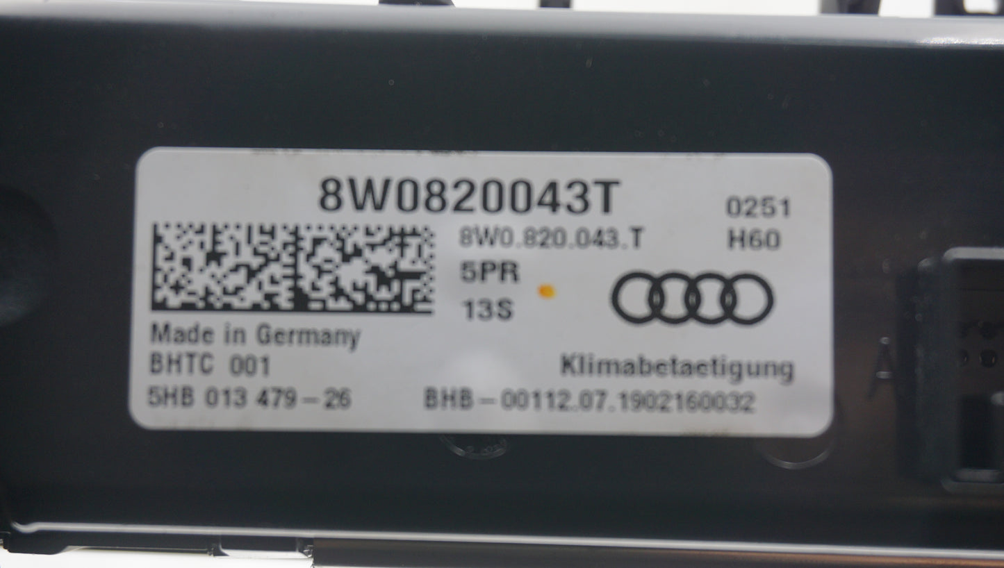 AUDI A5 AIRCONDITIONING CONTROL UNIT 8W0820043