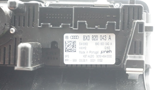 AUDI A1 8X A/C CONTROLS 8X0820043A