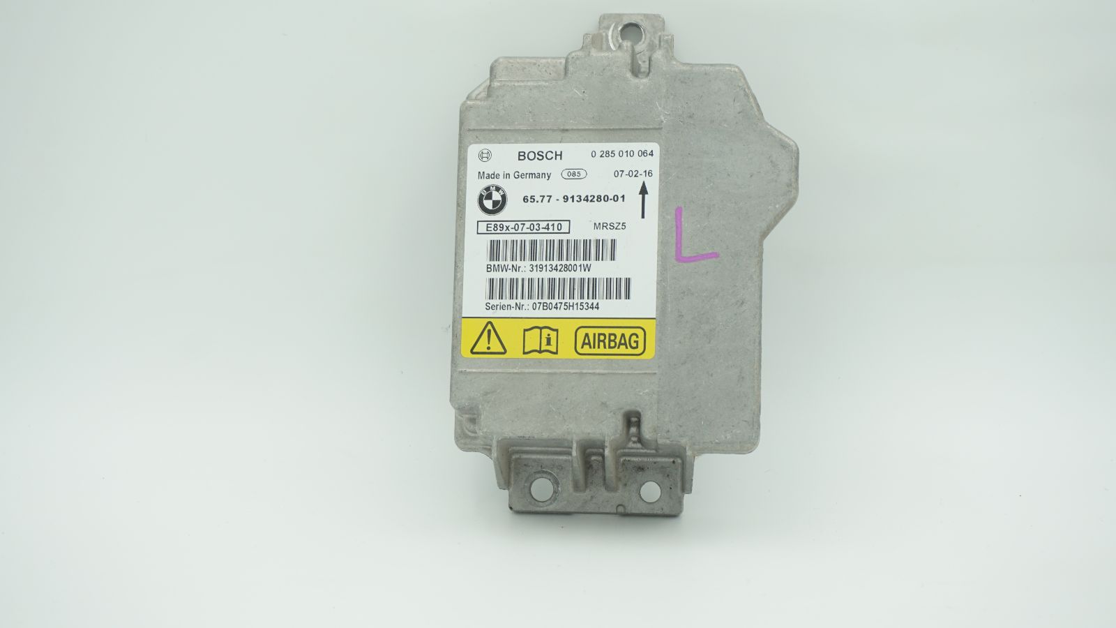 BMW 1 3 X1 SERIES E81 E87 E90 E91 CONTROL UNIT AIRBAG ECU NO CRASH DATA 9134280