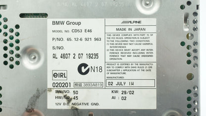 BMW E46 BUSINESS CD RADIO 2001/05 OEM ALPINE CD53