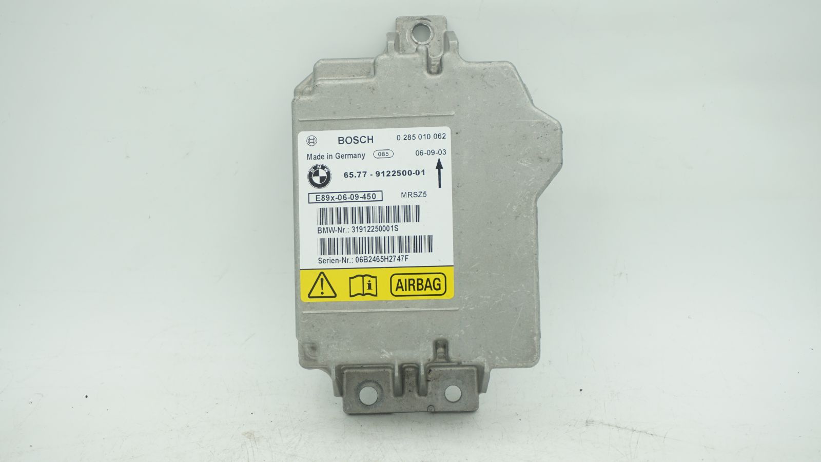 BMW 1 3 X1 SERIES E81 E87 E90 E91 CONTROL UNIT AIRBAG ECU NO CRASH DATA 9122500