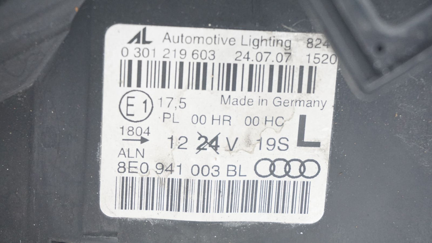 AUDI A4 B7 PASSENGER SIDE LHS HEADLIGHT 8E0941003BL