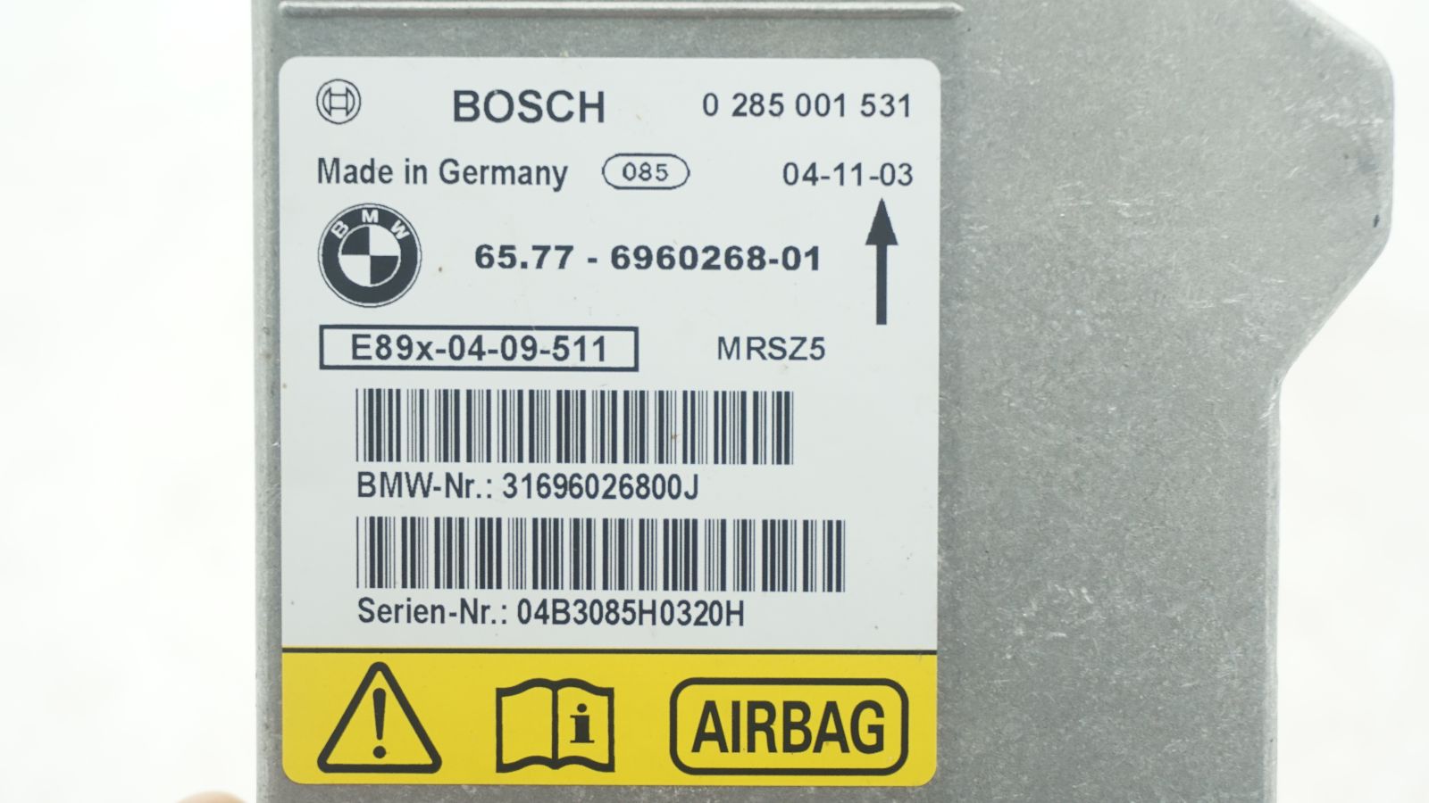 BMW 1 3 X1 SERIES E81 E87 E90 E91 CONTROL UNIT AIRBAG ECU NO CRASH DATA 6960268